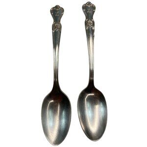2-Vintage Old Company Plate Spoon With Rose Handle Design Monogrammed L